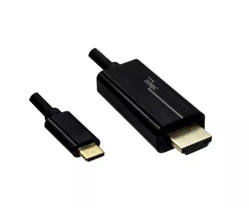 Καλώδιο USB 3.1 με βύσμα τύπου C προς HDMI, 4K2K@60Hz, HDCP, HDR, μαύρο, μήκος 2.00m, πολυσακούλα